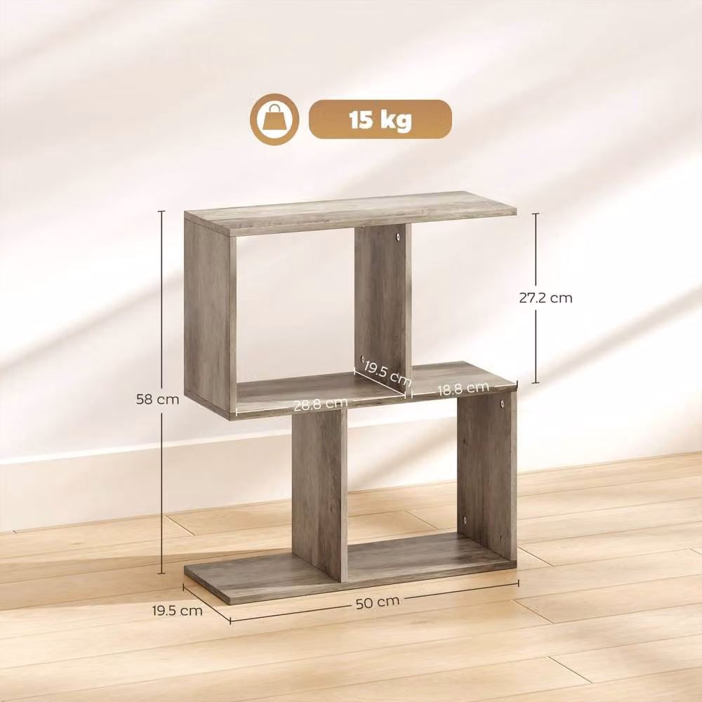 Wyld Haus Filo Grey Narrow S Shaped Side Table with 3 Tier Storage – 3