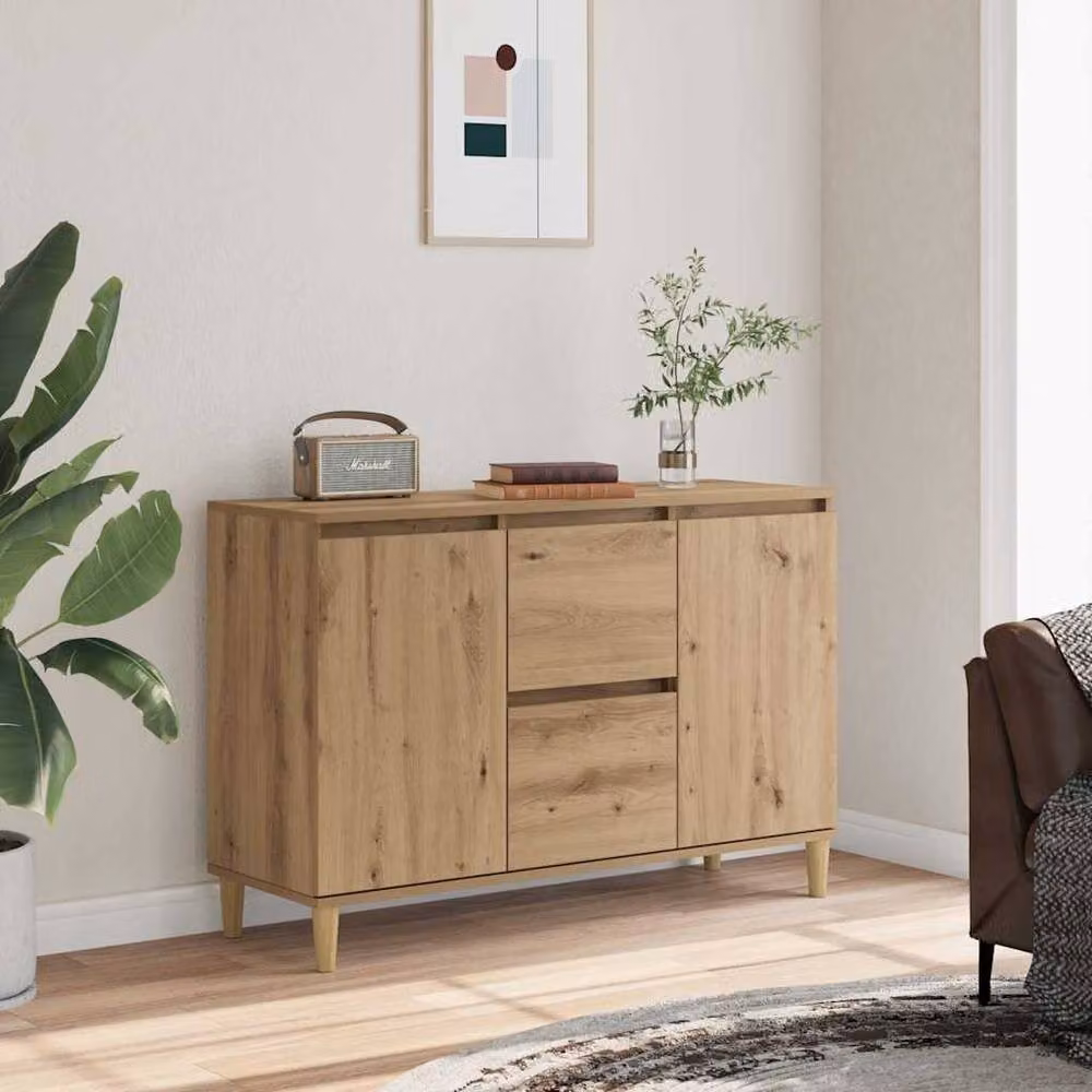 Berkfield Home Artisan Oak Sideboard in Brown, W/D/H: 102 x 35 x 70 cm – 3