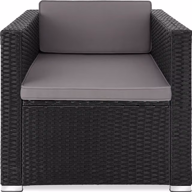 tectake Lignano Modern Rattan Armchair, Black