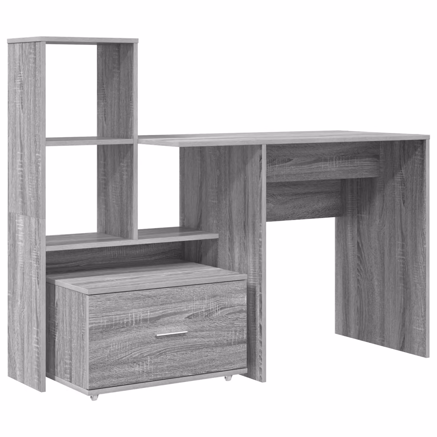 Berkfield Home Writing Desk with Drawer and Shelf in Grey Sonoma, W/D/H: 131.5 x 50 x 106.5 cm – 2