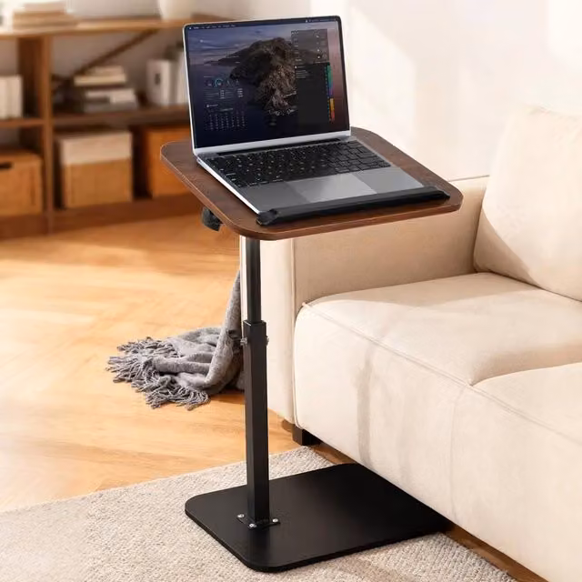 FORGEVIO Height Adjustable C Shaped Side Table in Brown – 1