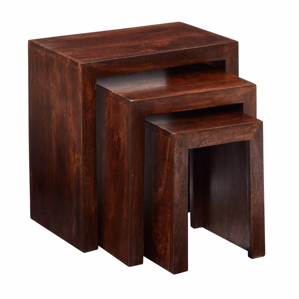 Wyld Haus Set of 3 Phuket Mango Wood Nesting Tables in Brown – 5