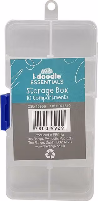 i-doodle Transparent Plastic Multi-Compartment Storage Box with Lid, 10 Compartments