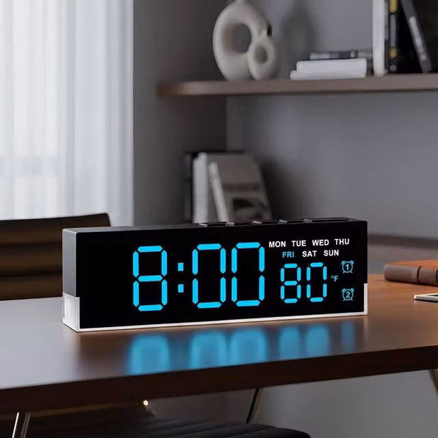 PAWNORA 7 Inch Digital Alarm Clock in Black