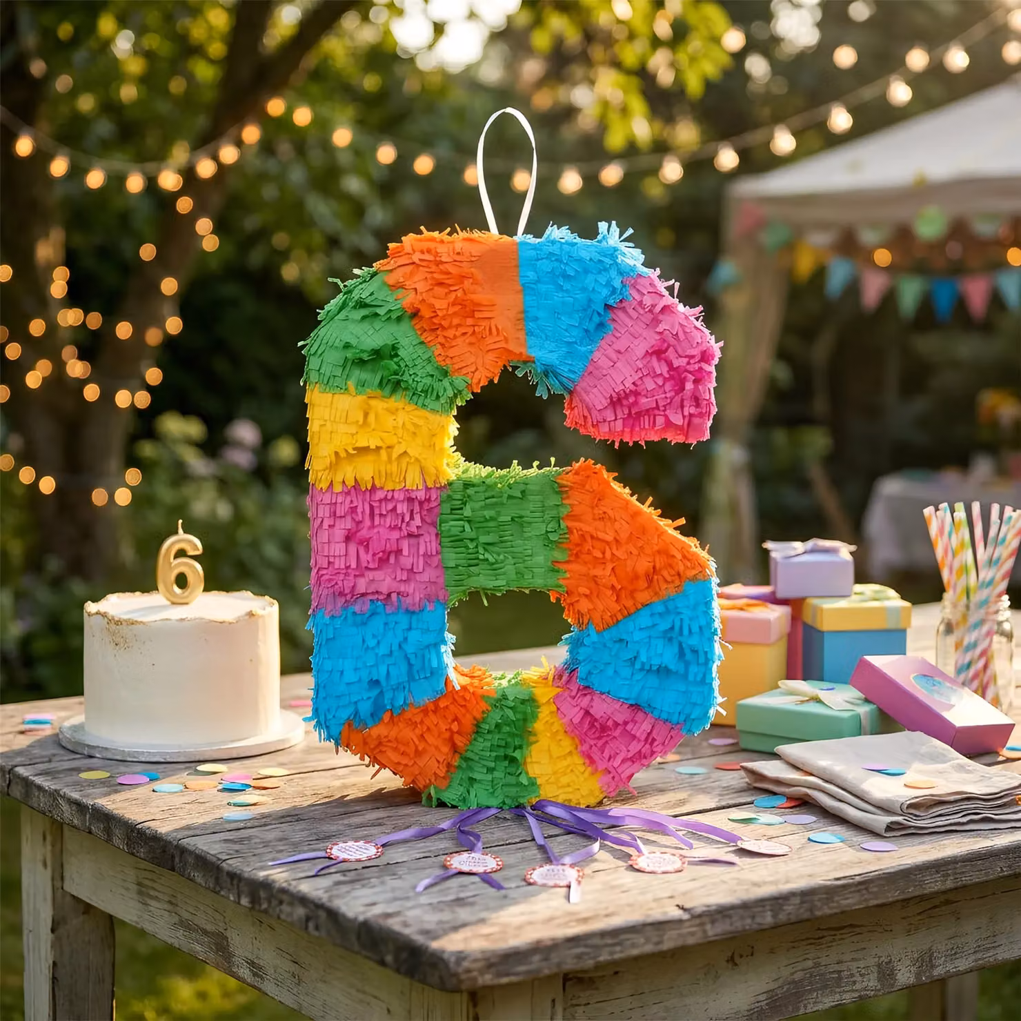 Fax Potato Number 6 Cardboard Piñata, Multicolour, W: 35 cm, D: 7.5 cm, H: 50 cm – 8