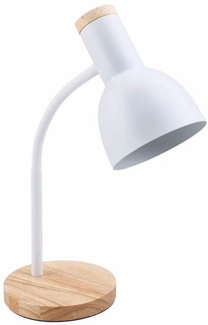 Kelvenix Modern Adjustable Tabletop Desk Lamp in White and Wood