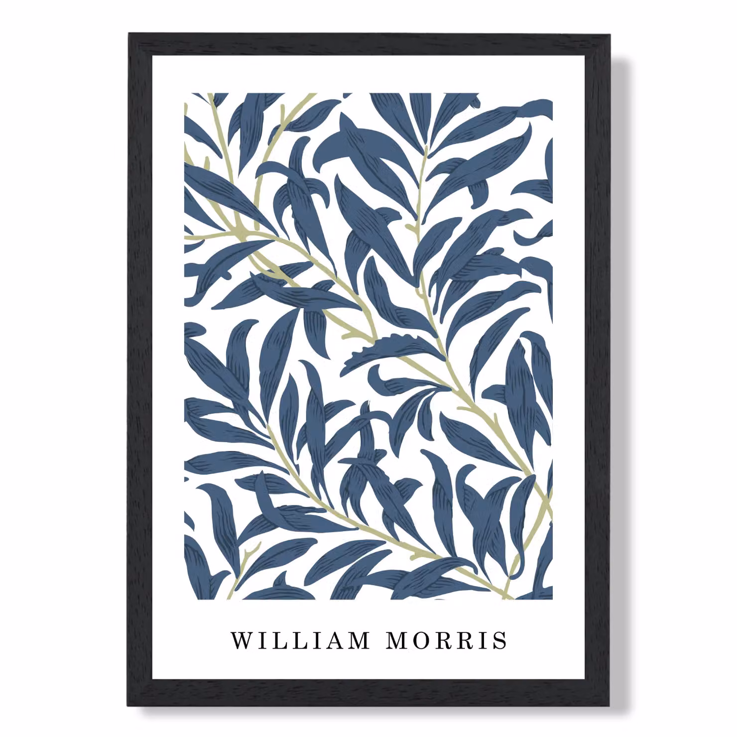 ARTZE William Morris Willow Floral Art Print in Navy, Green and Blue with Black Frame, A2 – 2
