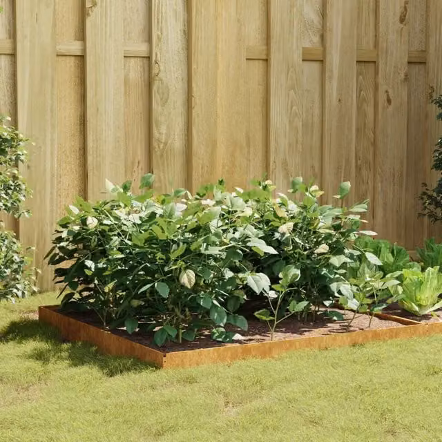 Berkfield Home Garden Square Corten Steel Raised Bed in Brown, W/D/H: 100 x 100 x 18.5 cm – 1