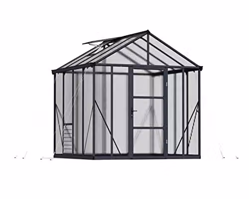 Palram Glory 6 m2 Polycarbonate Gable Greenhouse in Grey – 1
