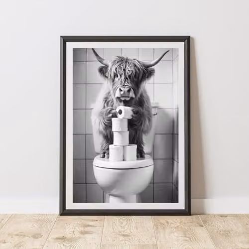 60 Second Makeover Highland Cow Toilet Rolls Animal Print Paper Poster, A3