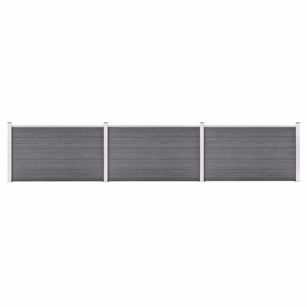Berkfield Home Grey WPC and Aluminium Garden Fence Panel W: 526 cm, H: 106 cm – 2