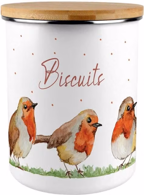 Purely Home Floral Enamel Biscuit Tin in Multicolour and White