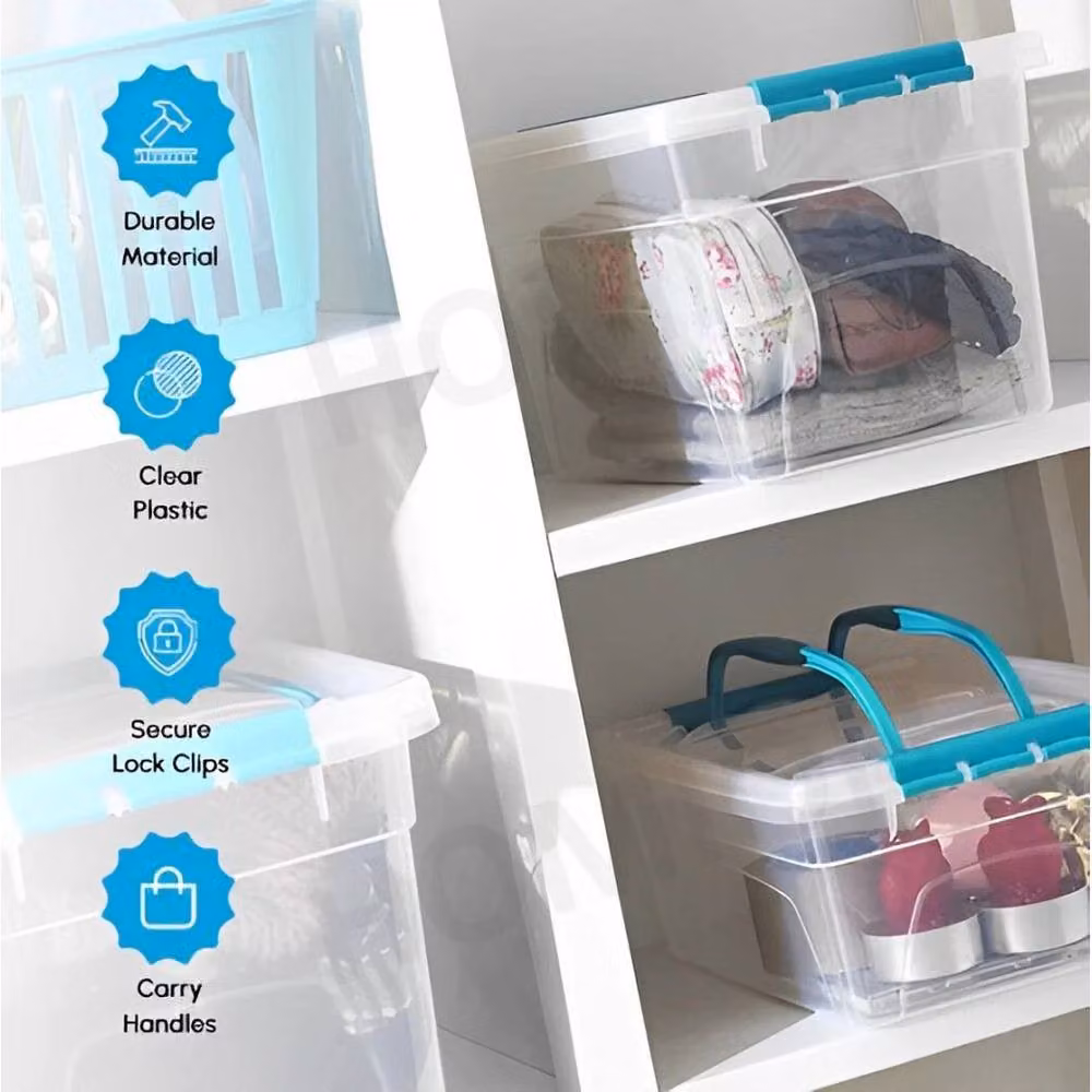 EONLION 5 Litre Transparent Plastic Storage Carry Boxes, W: 50 cm, D: 50 cm – 2