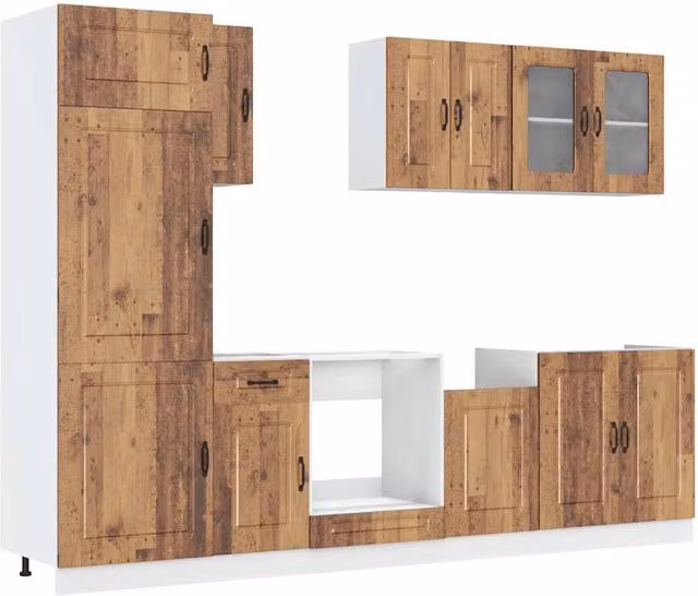 Berkfield Home Kalmar 8 Piece Rustic Kitchen Cabinet Set in Brown Engineered Wood