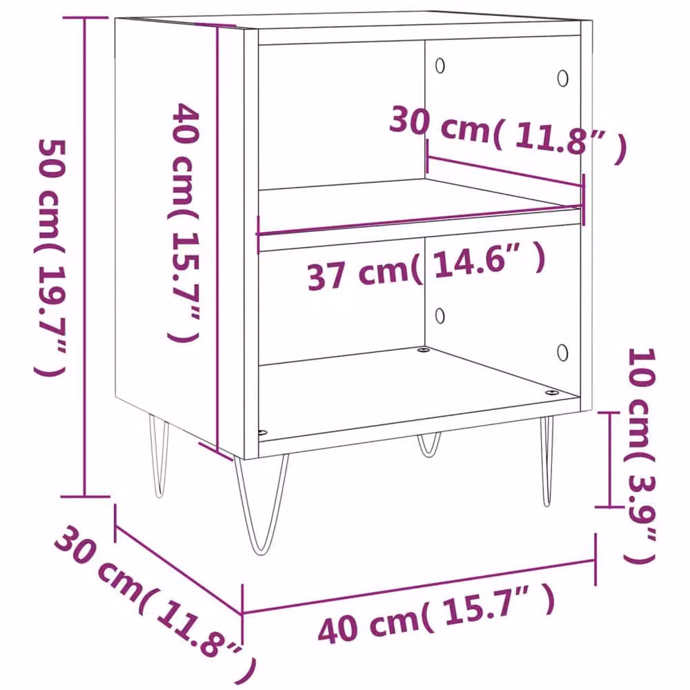 Berkfield Home Elegant Bedside Cabinets, 2 Piece Set in Black, W/D/H: 40 x 30 x 50 cm – 5