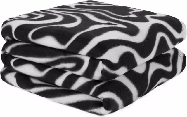 OHS Swirl Abstract Geometric Fleece Throw Blanket in Black and White