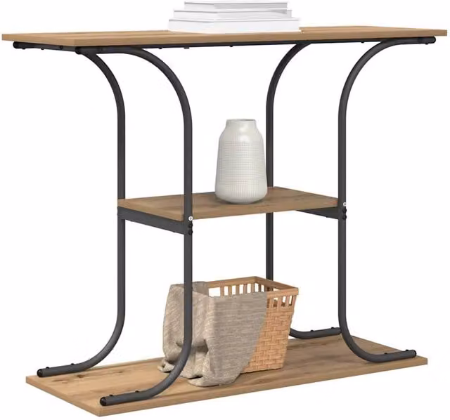 Berkfield Home Modern Artisan Oak Console Table in Brown, W/D/H: 101 x 35 x 80.5 cm – 1