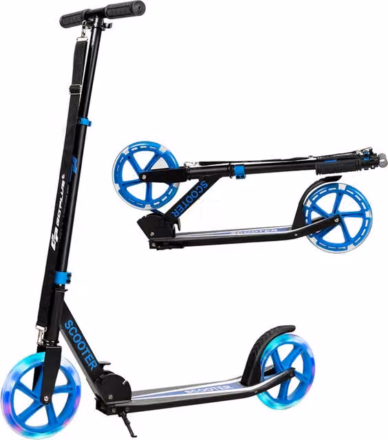 Costway Height Adjustable Kids Kick Scooter with Light and Sound in Blue