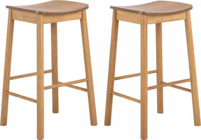 Furniture To Go Barlow Set of 2 Backless Bar Stools in Matt Oak