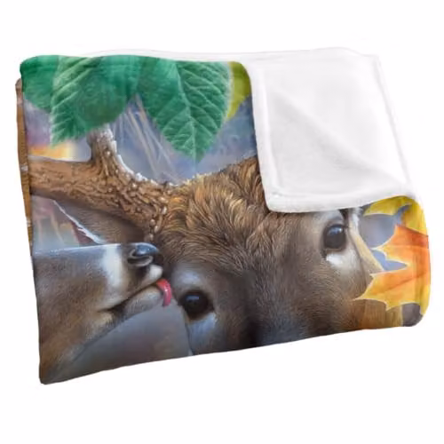 JQ Licensing Forest Stream Deer and Butterflies Super Soft Fleece Throw Blanket, Multicolour, W/D/H: 91 x 147 cm – 2