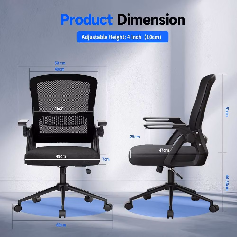Gartistgo Ergonomic Mesh Office Chair with Flip-Up Arms and Lumbar Support in Black – 2
