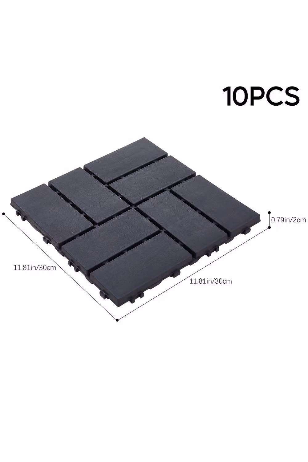 Living and Home 10-Piece Plastic Mosaic Parquet Effect Interlocking Floor Deck Tiles in Anthracite Grey – 3