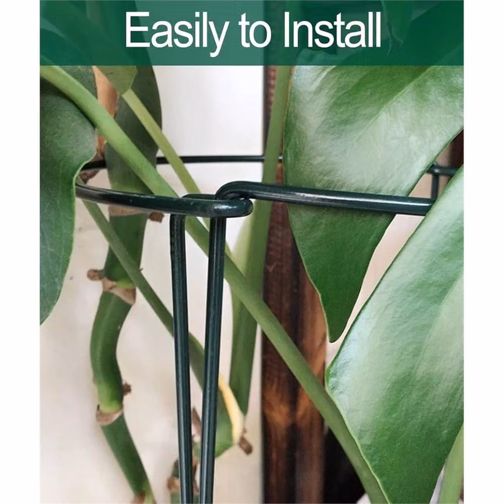 VOGREX 8-Piece Green Metal Half Round Plant Stakes and Flower Support Ring Frames, 40 cm – 2