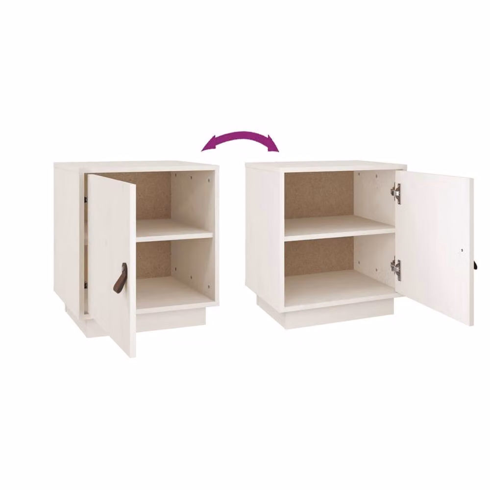 Berkfield Home Set of 2 White Solid Wood Pine Bedside Cabinets W/D/H: 40 x 34 x 45 cm – 2