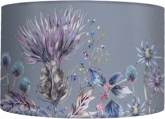 Voyage Maison Elysium Eva Floral Cylinder Lampshade in Petrol Blue and Multicolour, Diameter: 30 cm, Height: 21 cm – 1