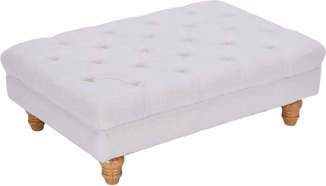 Kidkid White Teddy Fleece and Bouclé Upholstered Ottoman Footstool