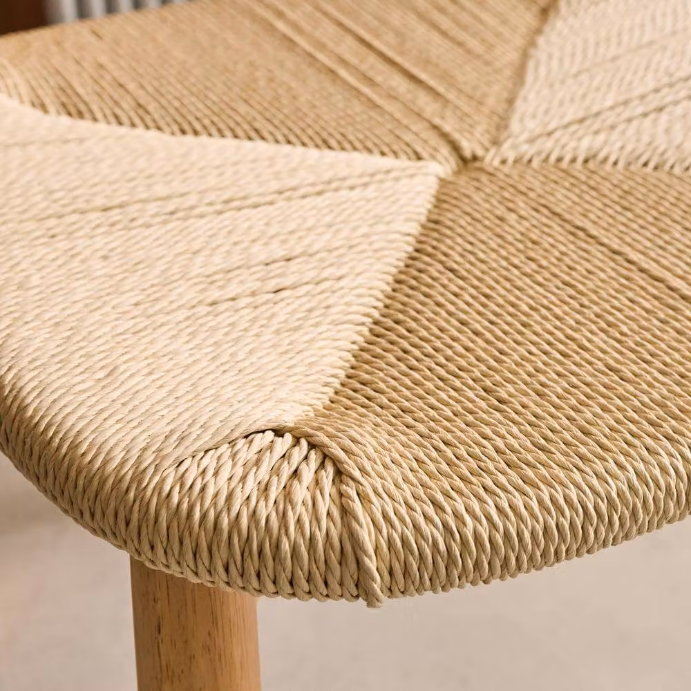 sweeek Set of 2 Scandinavian Rubberwood Dining Chairs with Beige Cord Seats – 3
