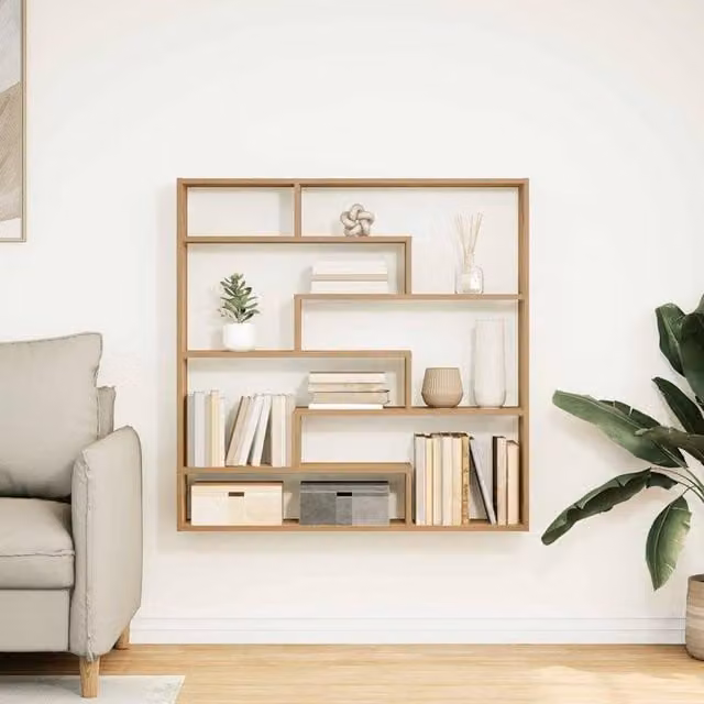 Berkfield Home Wall Mounted 7 Compartment Cube Shelf in Artisan Oak Brown Engineered Wood – 1