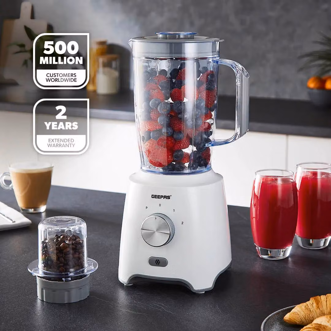 Geepas 600W Blender and Smoothie Maker with Ice Crusher, Mixer, Juicer and Grinder, White – 2