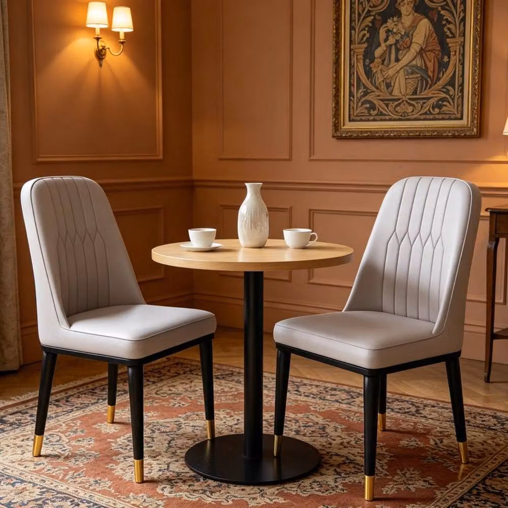 FLAVORA Set of 2 Grey Upholstered Dining Chairs – 5