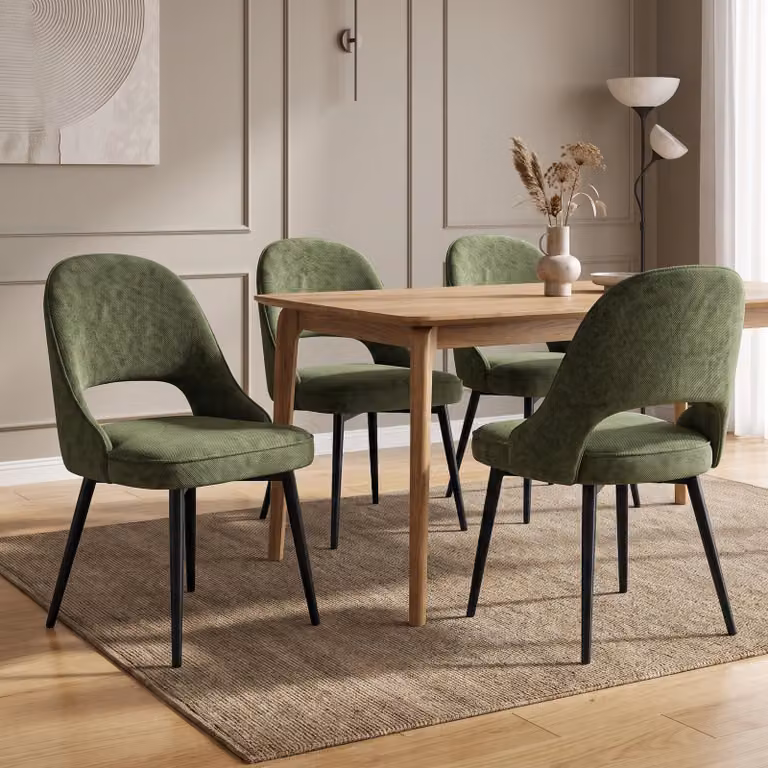DHS Modern Fabric Dining Chairs Set of 4 in Green and Black