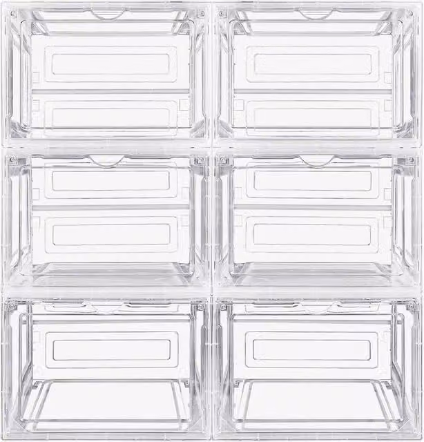KORVIXA 6-Piece Stackable Clear Shoe Storage Boxes – 1