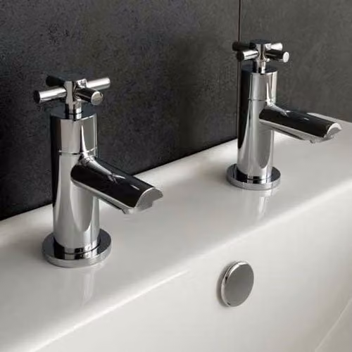 Nes Home Crox Chrome Twin Hot and Cold Basin Taps in Silver – 2