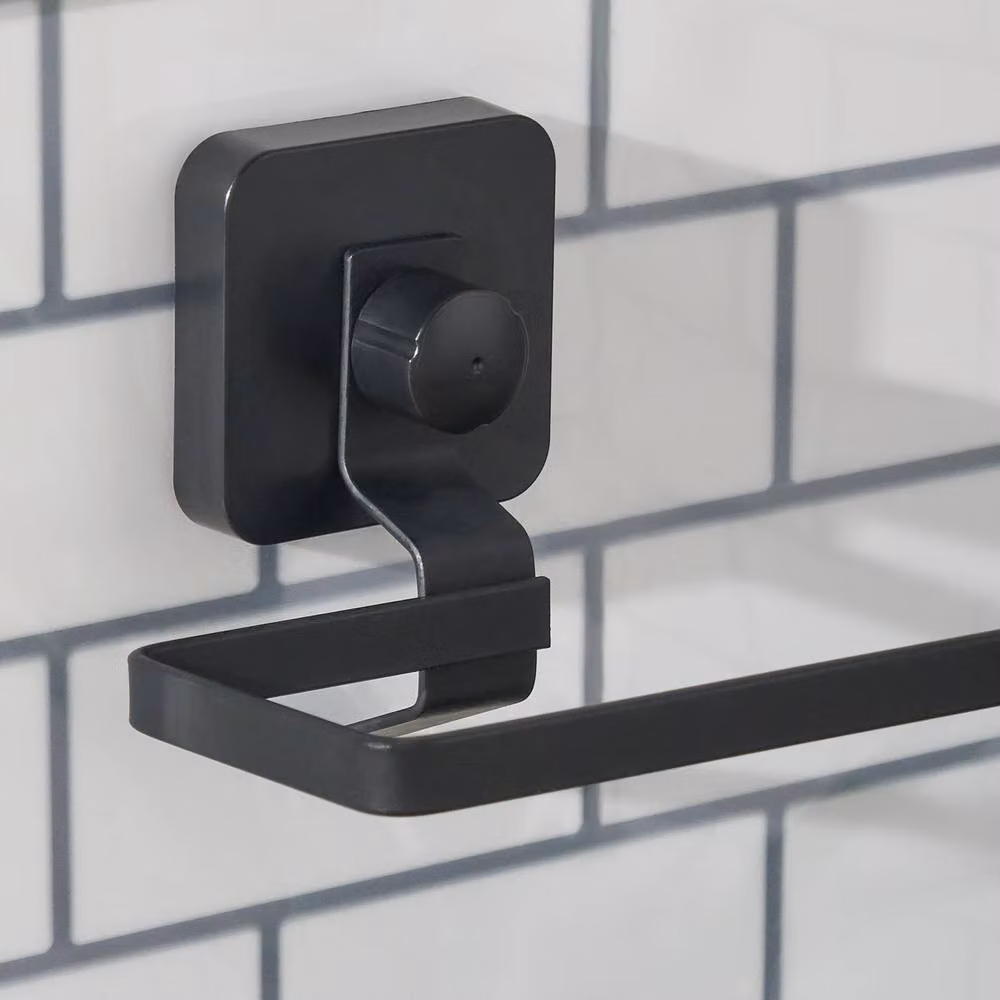 OHS Black Metal Suction Toilet Roll Holder and Wall Mounted Tissue Organiser – 2