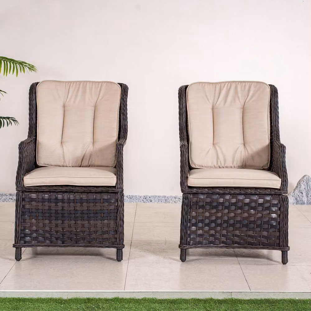 Direct Wicker 2-Piece Brown Aluminium Rattan Garden Chair Set – 6