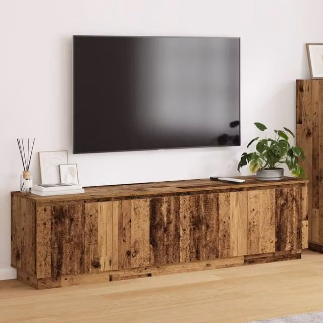Berkfield Home Rustic Brown TV Cabinet with Integrated LED Lighting, W/D/H: 180 x 38 x 49 cm