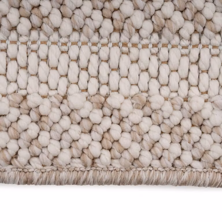 Kukoon Striped Area Rug in Beige, Textured Looped Pile, W: 80 cm x L: 150 cm