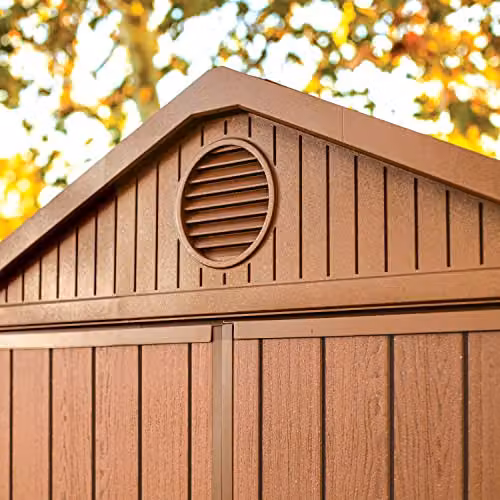 Keter Darwin Outdoor Apex Double Door Garden Storage Shed, Brown Wood Look, W/D/H: 183 x 122 x 221 cm – 3