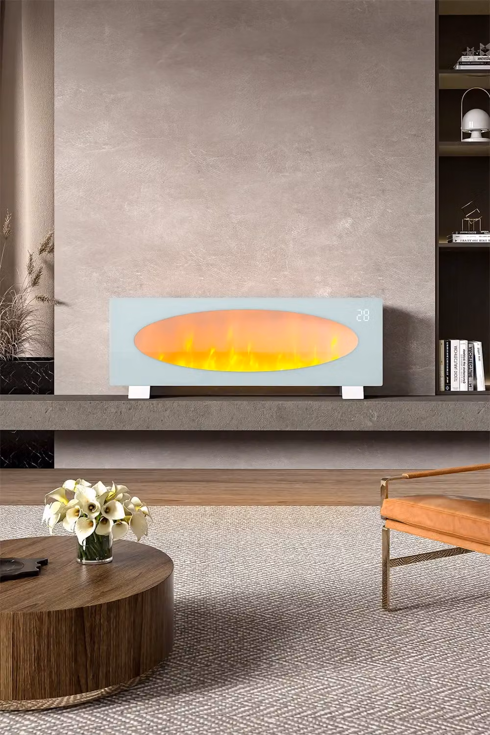Livingandhome 42 inch Freestanding Electric Fireplace with Remote, White – 2