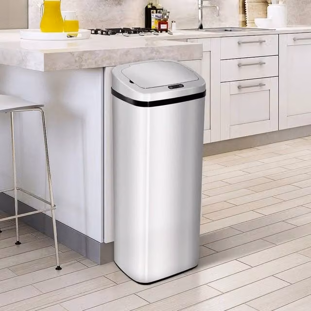 EONLION Automatic Motion Sensor Stainless Steel Dustbin, Silver, Height: 100 cm – 1