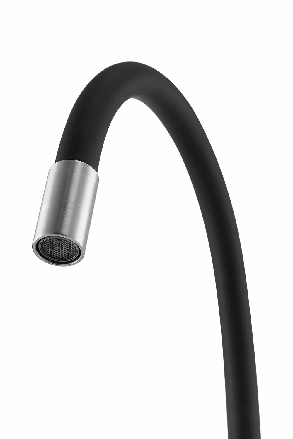 H&O Direct Matt Black Dual-Handle Flexible Silicone Kitchen Mixer Tap – 3