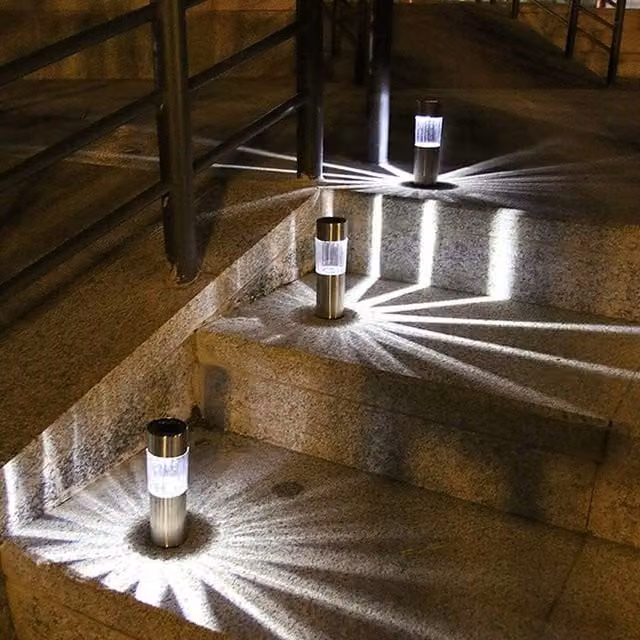 Garden Mile 4-Pack Solar Bollard Stake Lights in Silver