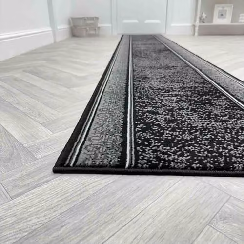 runrug Ethnic Tribal Hallway Runner Rug in Black, W/D/H: 60 x 420 cm, 9mm Thick – 4