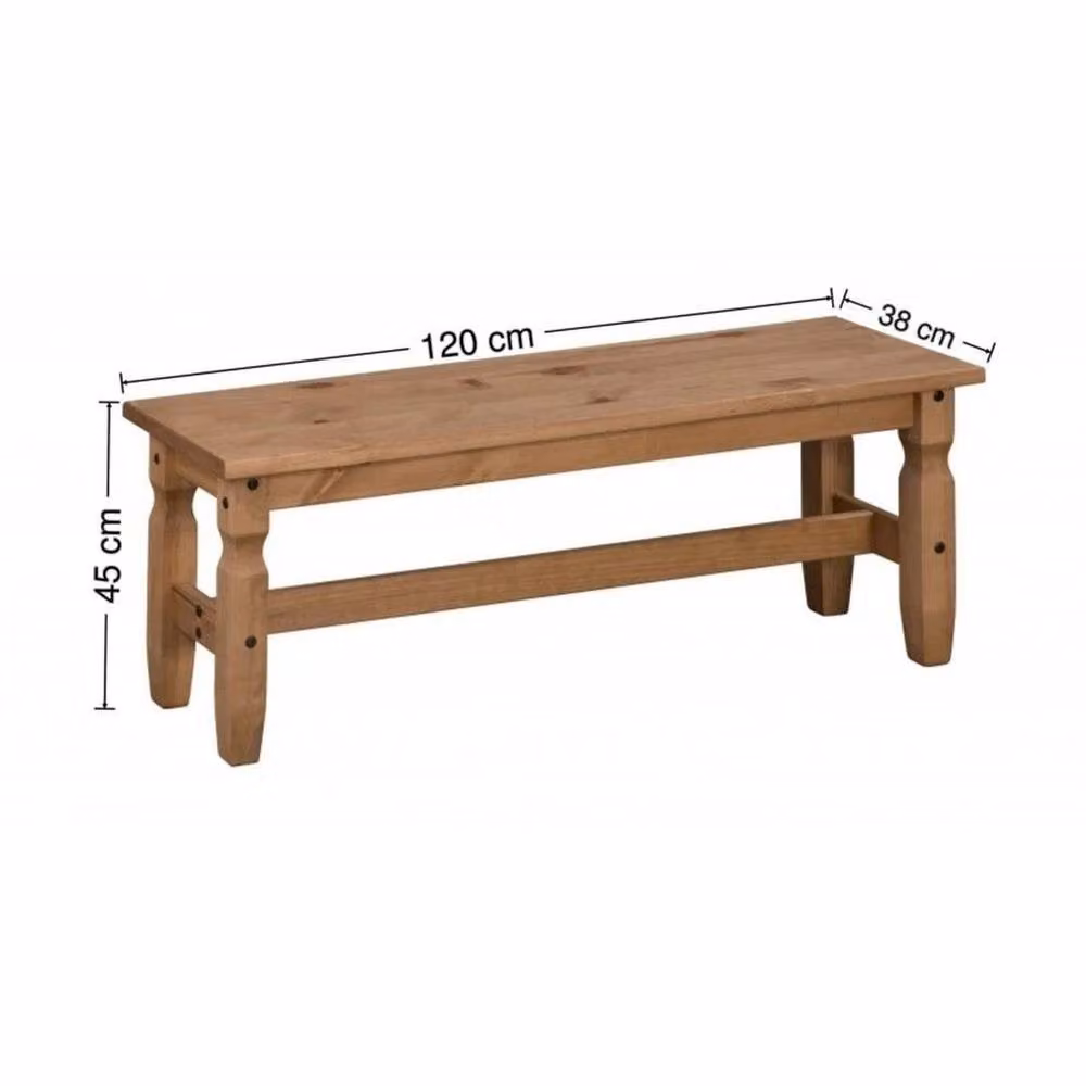 FORGEVIO Mexican Solid Wood Dining Bench in Natural Brown – 2