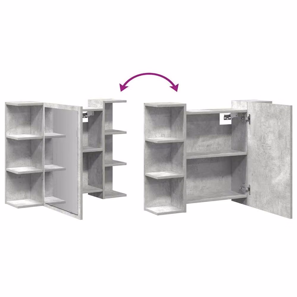 Berkfield Home Modern Bathroom Mirror Cabinet in Concrete Grey, W/D/H: 80 x 20.5 x 64 cm – 2