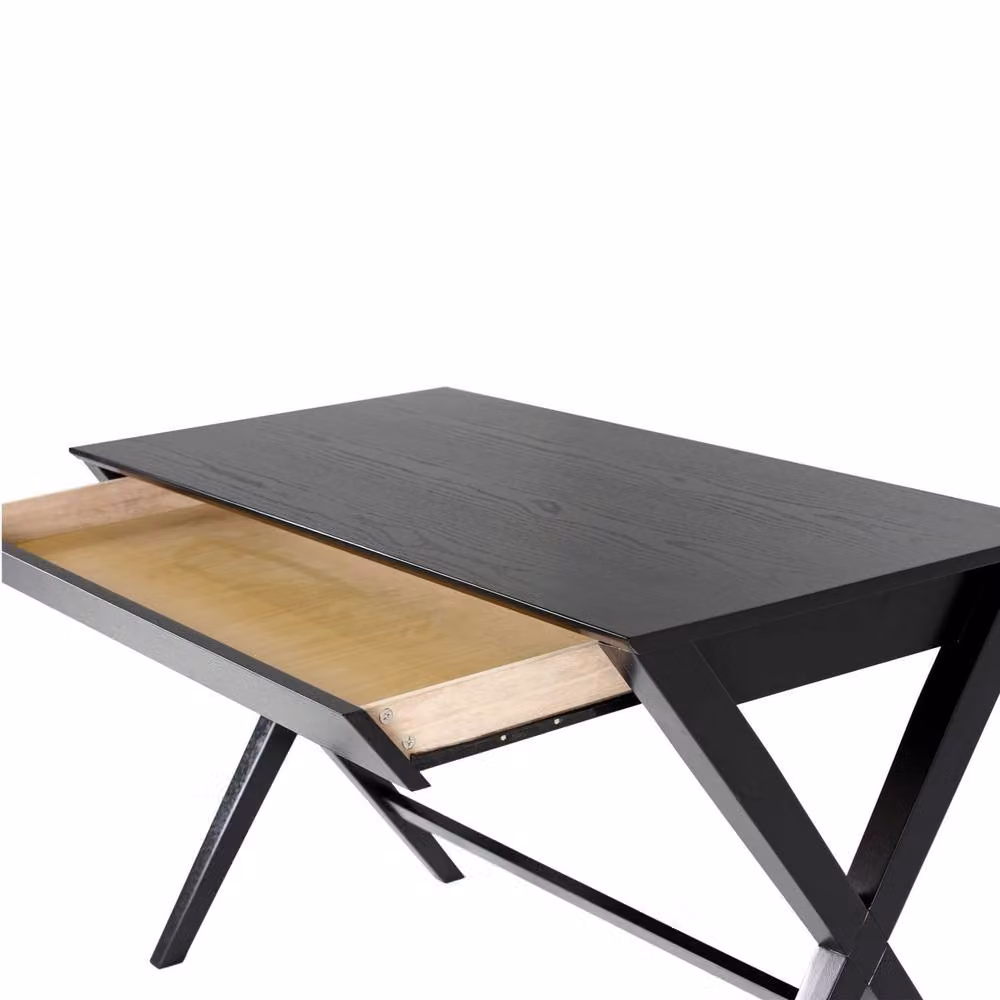 Wyld Haus Verona Black Oak Veneer Writing Desk with Single Pedestal Drawer, W: 120 cm, D: 60 cm, H: 75 cm – 3